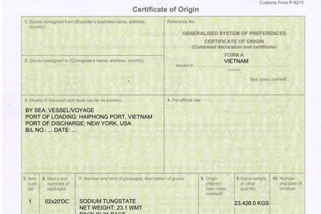 Các mẫu C/O ưu đãi và C/O không ưu đãi