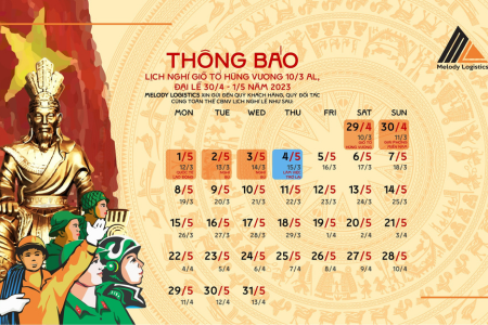 THÔNG BÁO LỊCH NGHỈ GIỖ TỔ HÙNG VƯƠNG 10/3 AL, ĐẠI LỄ 30/4 - 1/5 NĂM 2023 