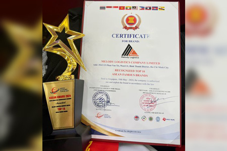 Melody Logistics vinh dự được vinh danh top Thương Hiệu Nổi tiếng Việt Nam Asean năm 2024 - ASEAN FAMOUS BRANDS 2024