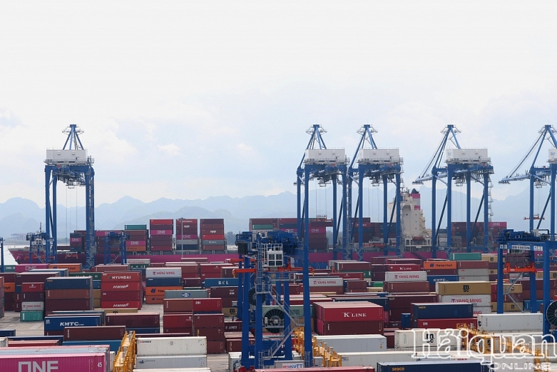 Chiêm ngưỡng siêu tàu "màu hồng" 90.000 tấn cập cảng container quốc tế Hải Phòng