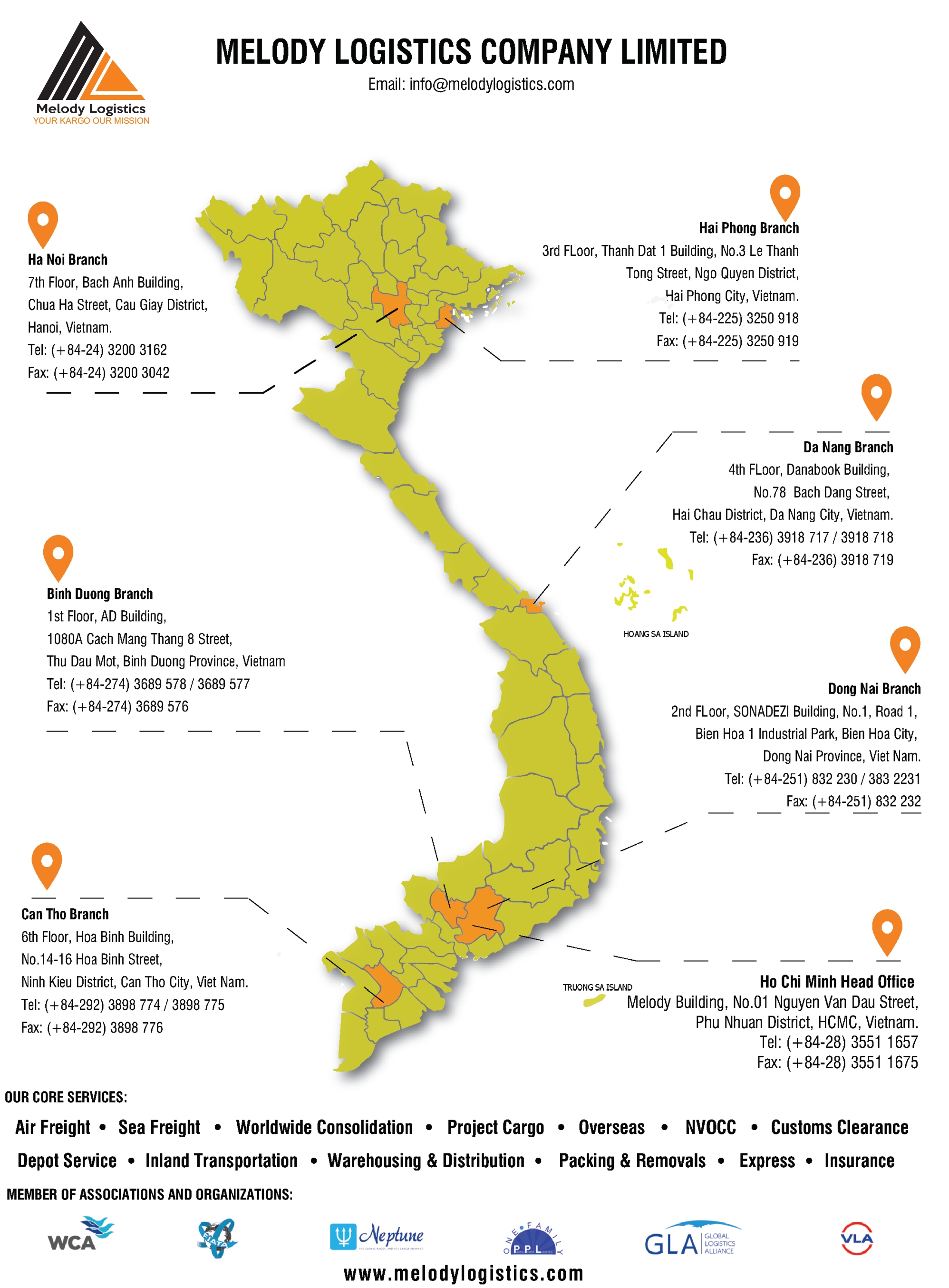 Melody Logistics cung cấp dịch vụ vận chuyển và giao nhận quốc tế